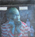 A selection of large and small paintings which show the daily life in Zimbabwe.