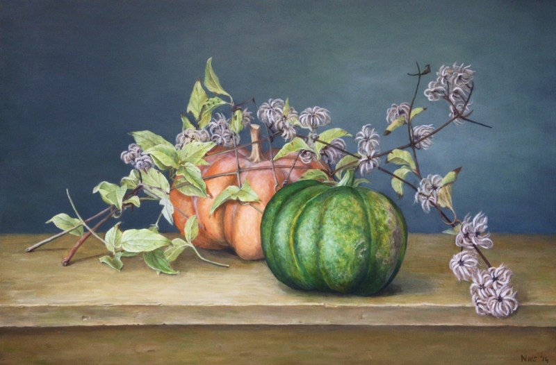 Pompoenen met clematis