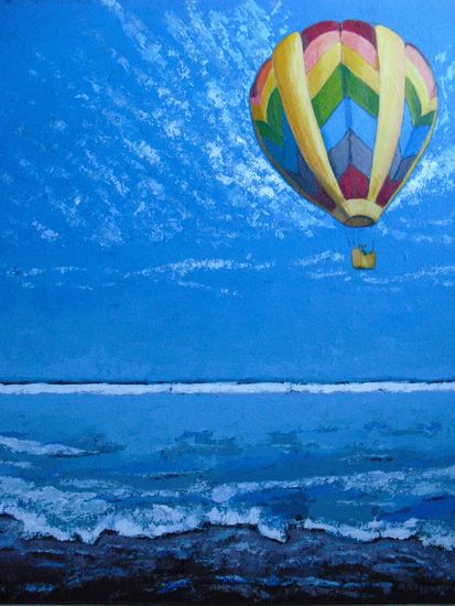 luchtballon boven zee