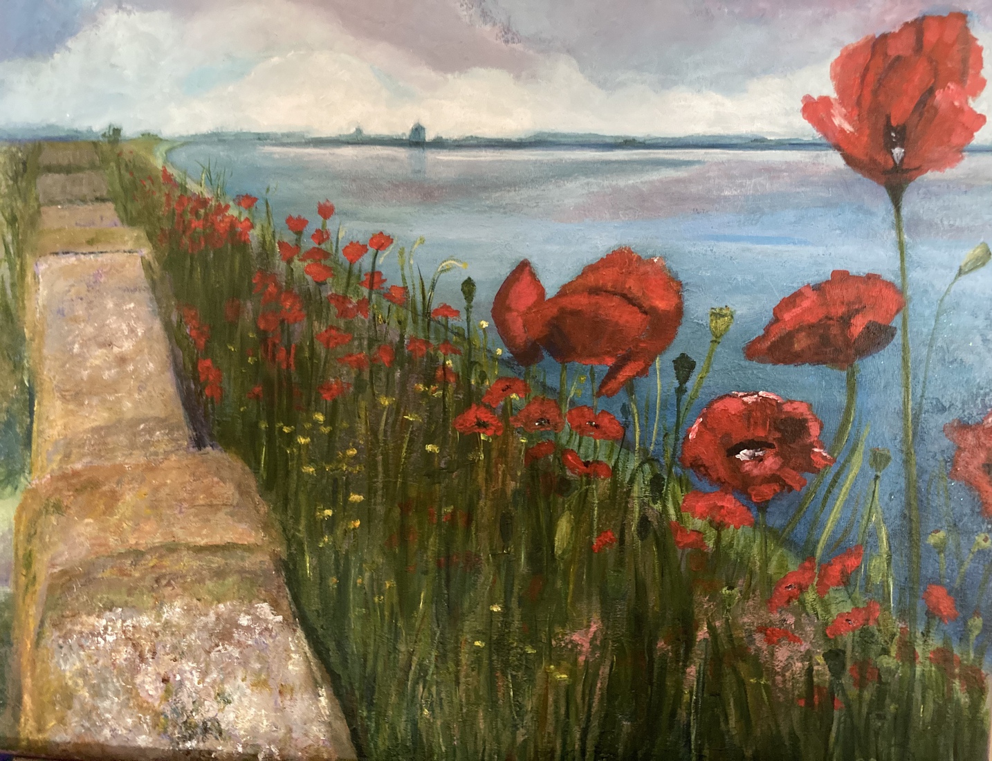 Muraltmuur met klaprozen 