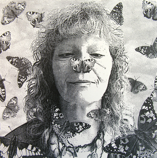 Zelfportret met vlinders