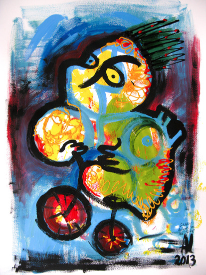 Crazy chicken on the bike