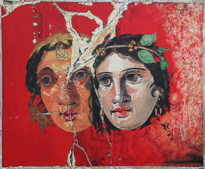 fresco met dionysische maskers