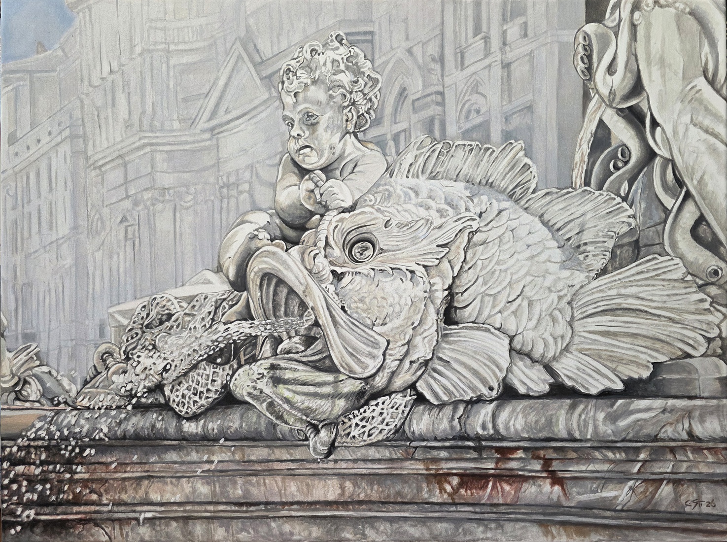 Waterspuwer, Neptunus Fontein, Piazza Navona, Rome