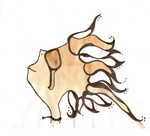 vanuit een vlek die achterbleef van thee heb ik verschillende tekeningen gemaakt.