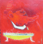 Servies , open schenkende ruimte. Servies dat haar plaats kent Kopje, pot en een stoel