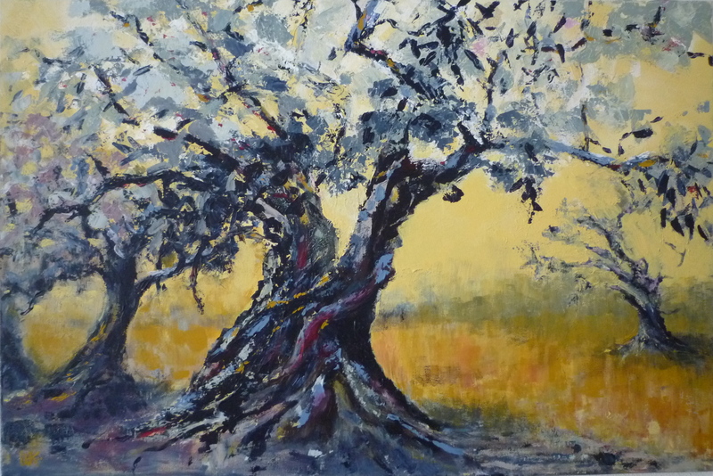 olijfboom in korenveld