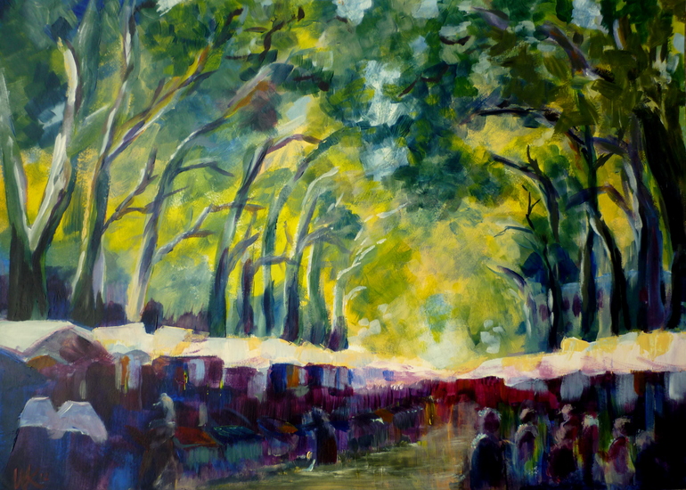 markt onder platanen