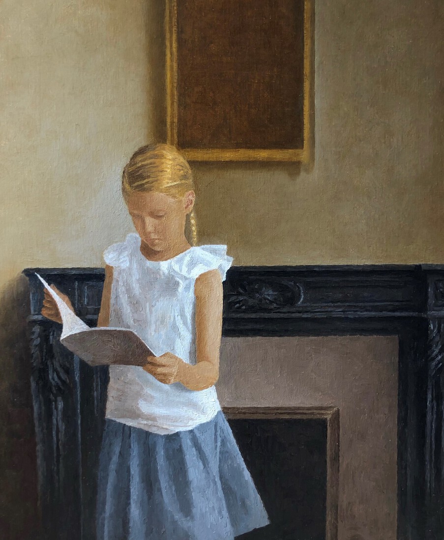 blond girl reading