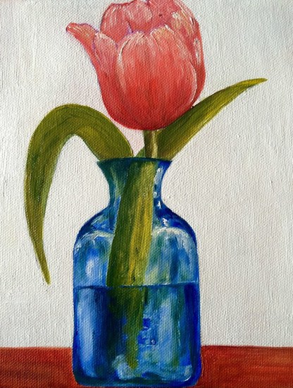 Tulip in blue vase