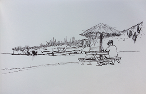 Utrecht tekeningen worden op locatie gemaakt en zijn in Oostindische inkt uitgewerkt. Ik werk ook in opdracht.

Curaçao tekeningen worden in 30 minuten gemaakt met een fineliner.
Van sommige tekeningen  maak ik kleine aquarellen.