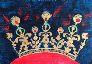 Corona is overal. Corona heeft alle macht en de wereld is in paniek. Beelden ontstaan in mijn hoofd. Ik geef deze vorm in mijn kunst.