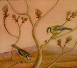 animals in watercolored pencil, conté pencil, egg témpera, oil