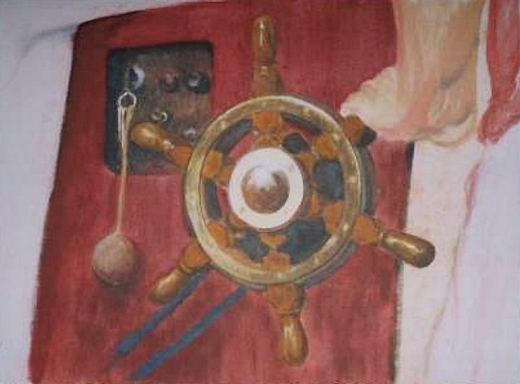 at the stearing wheel