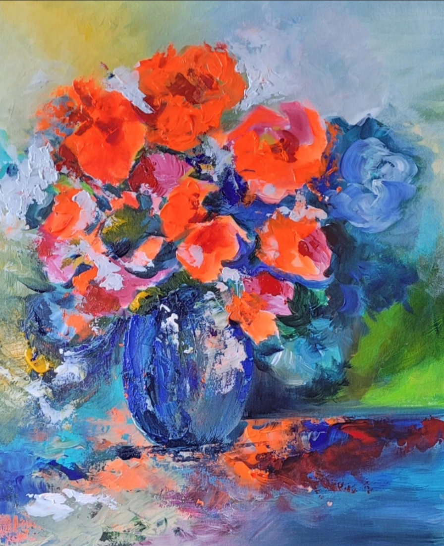 Boeket bloemen acrylwerk nr 1