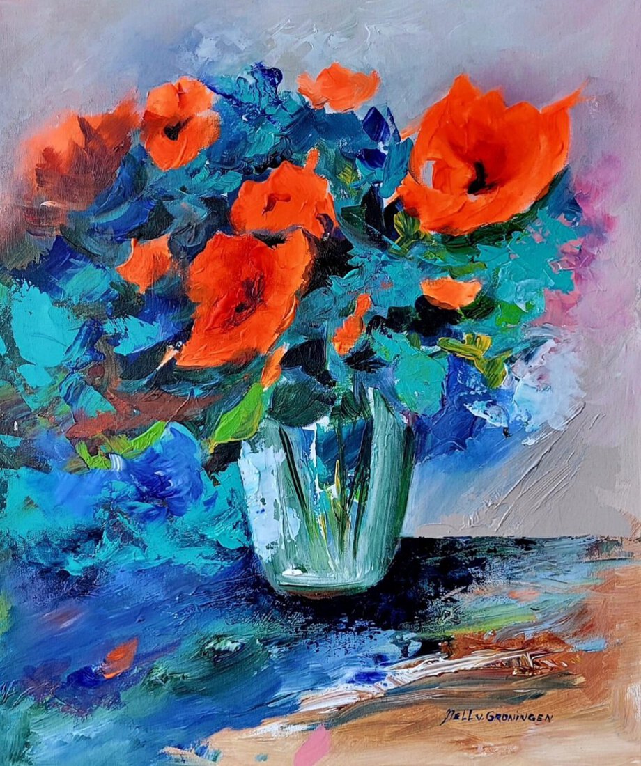 Boeket bloemen acrylwerk nr. 2