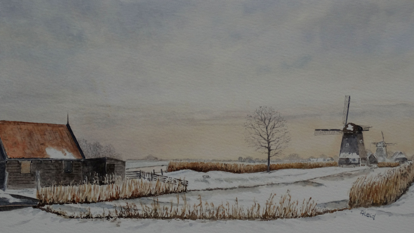 Molens Rustenburg in de sneeuw