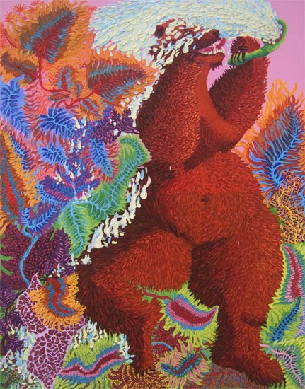 Berevrouw onder de douche van levenswater.