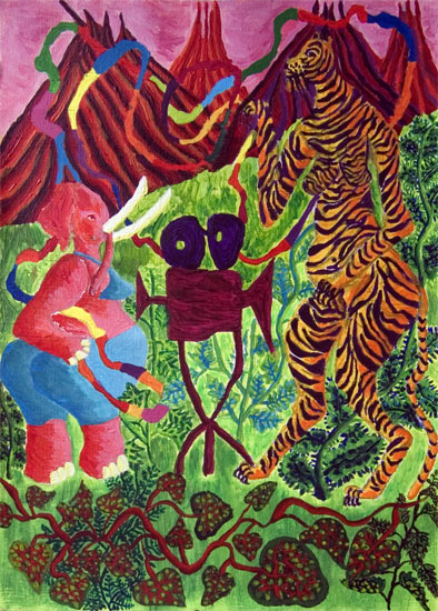 Olifantsvrouw filmt tijgervrouw