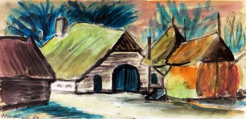 Eefde, boerderij met hooibergen