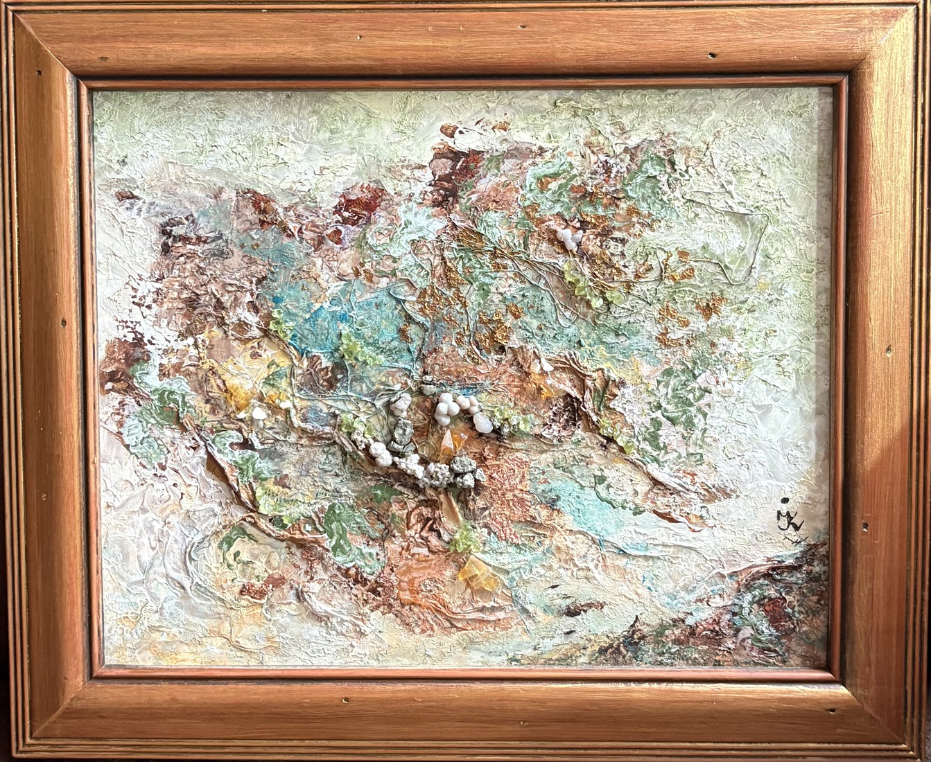 Klein werk met agaat, pyriet, vuuropaal en peridoot