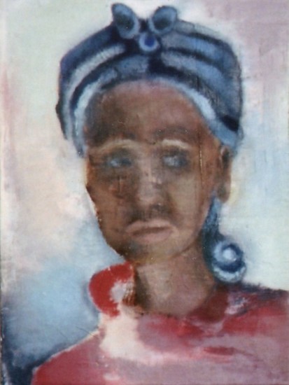 Girl with blue headscarf