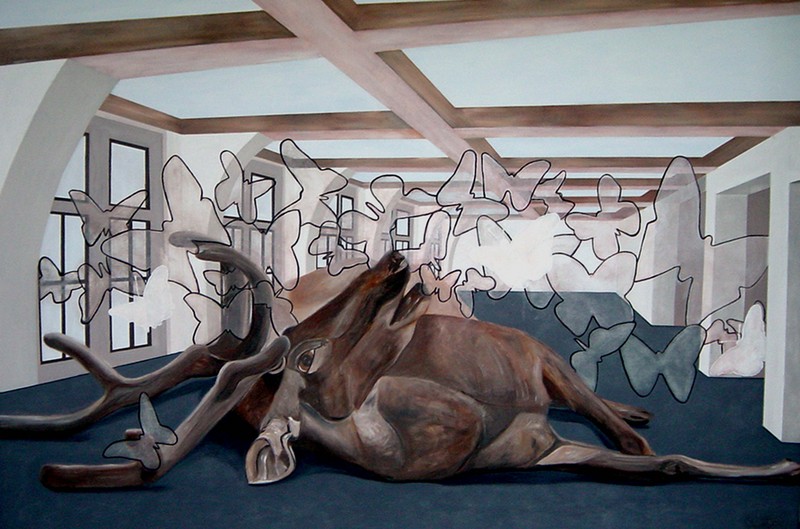 Stervend Hert in fabriekshal