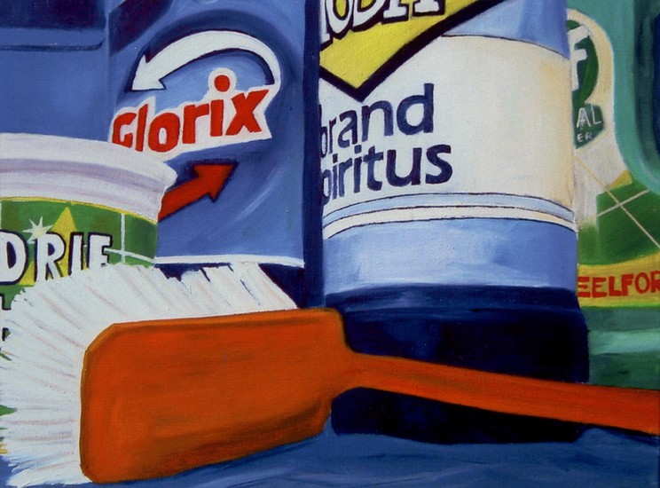 Stilleven met schoonmaakmiddelen