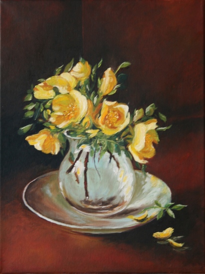 Gele bloemen in vaas