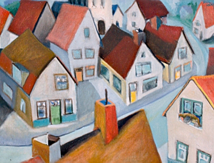 2002-12-06 man hangt uit bovenraam in dorp