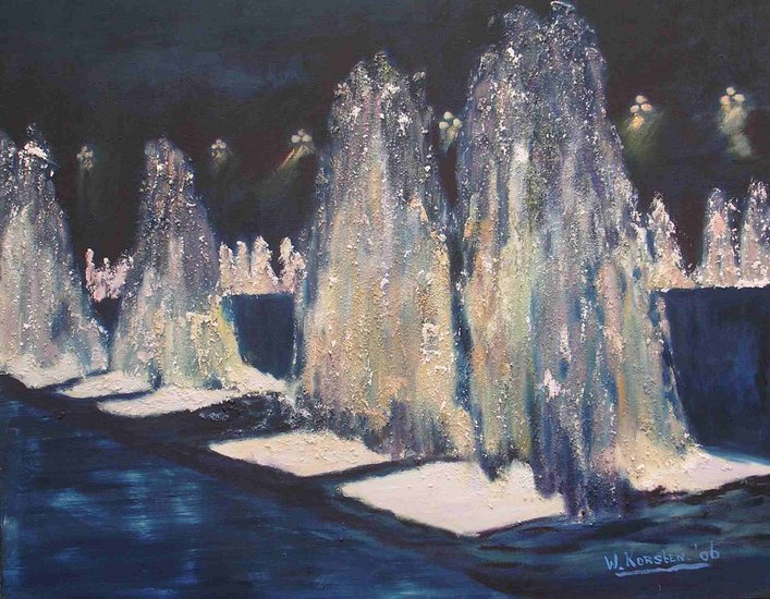 Fonteinen Barcelona bij nacht.