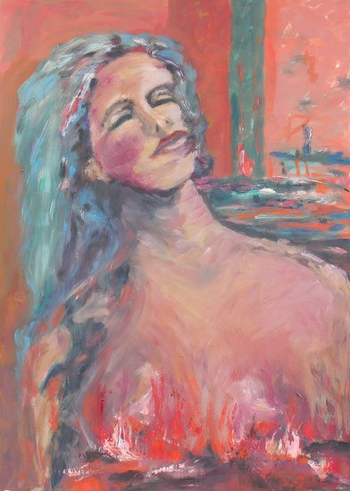 Vrouw in vervoering.