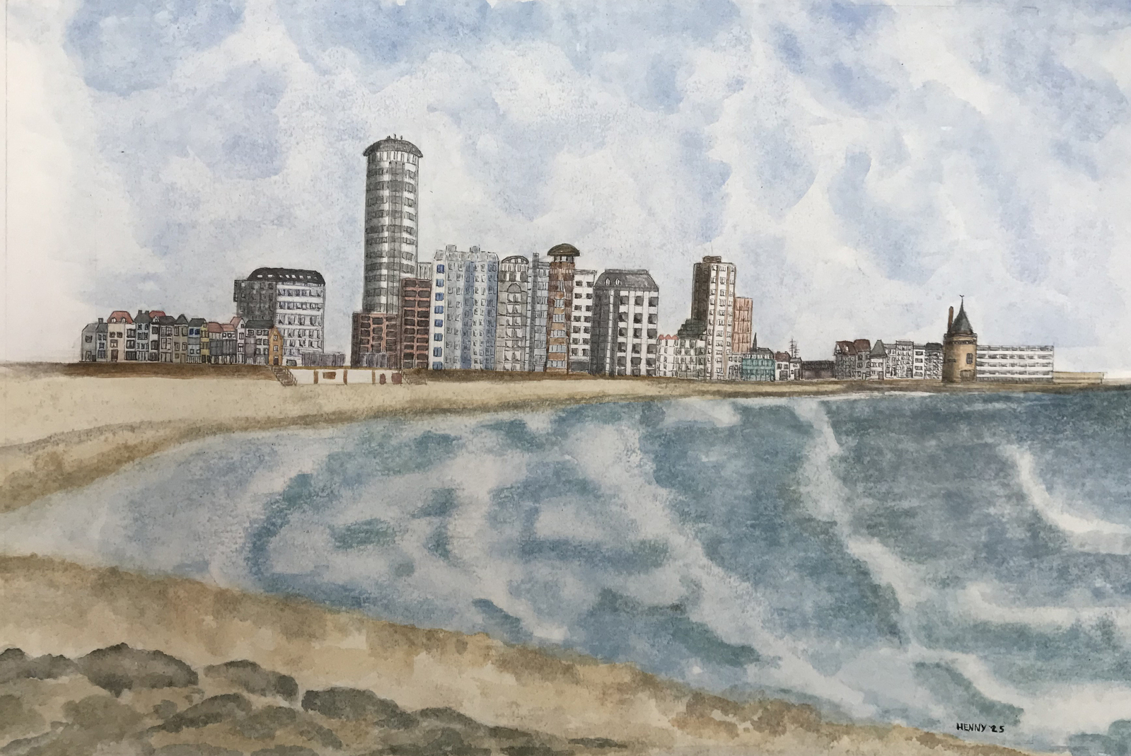 Werk van cursist, aquarel op papier.