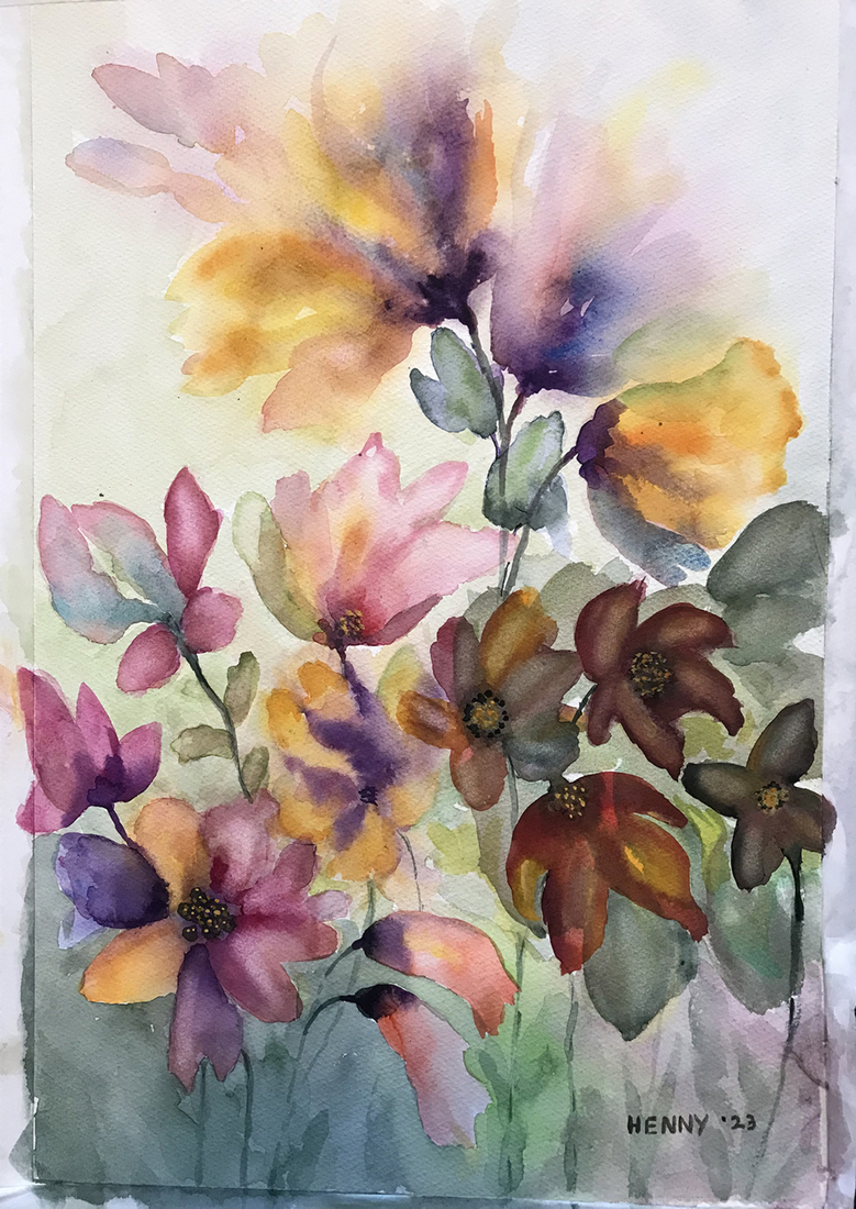 Werk van cursist, aquarel op papier.