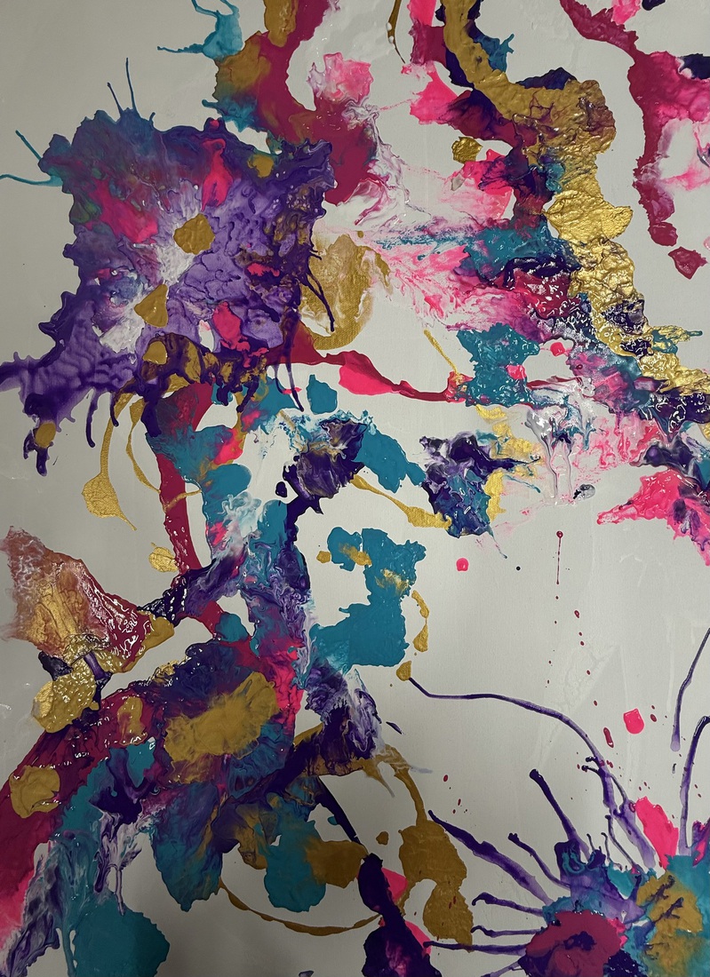 Werk van cursist: dripping met acryl.