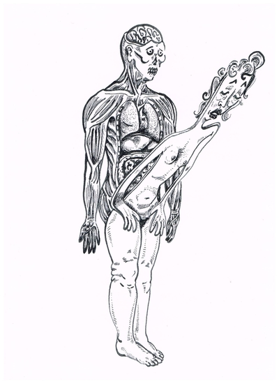 Man zonder huid en zijn vrouw (tekening)