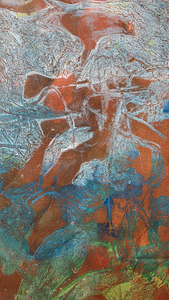 1 van 1 print, elke druk is weer een verrassing. Het onverwacht, de verrassing is onderdeel van deze techniek.
(map1-1)