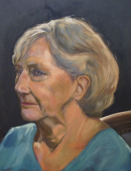Portret vrouw met groene trui