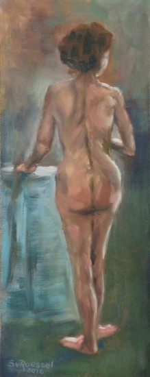 Staand vrouwelijk naakt - rug