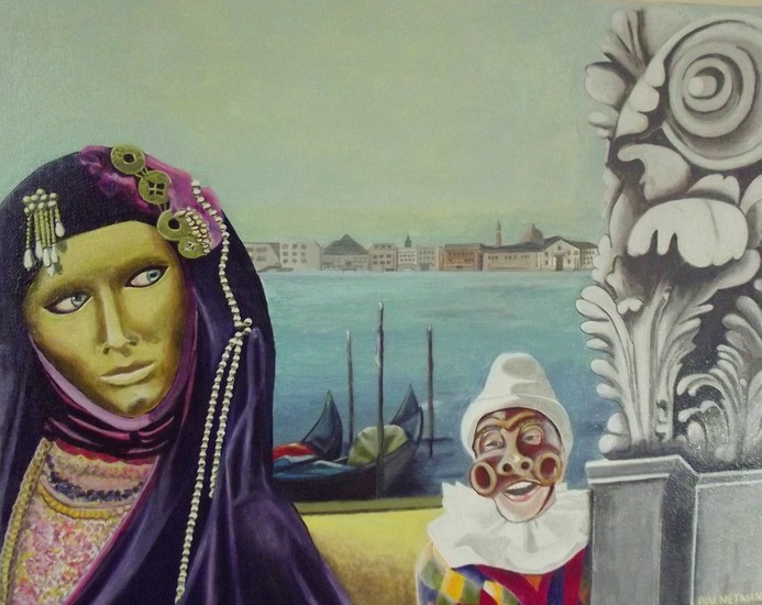 vrouw met gouden masker