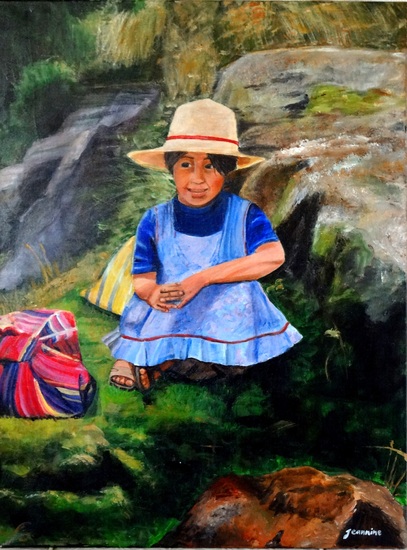 Uitrustend Peruaans meisje