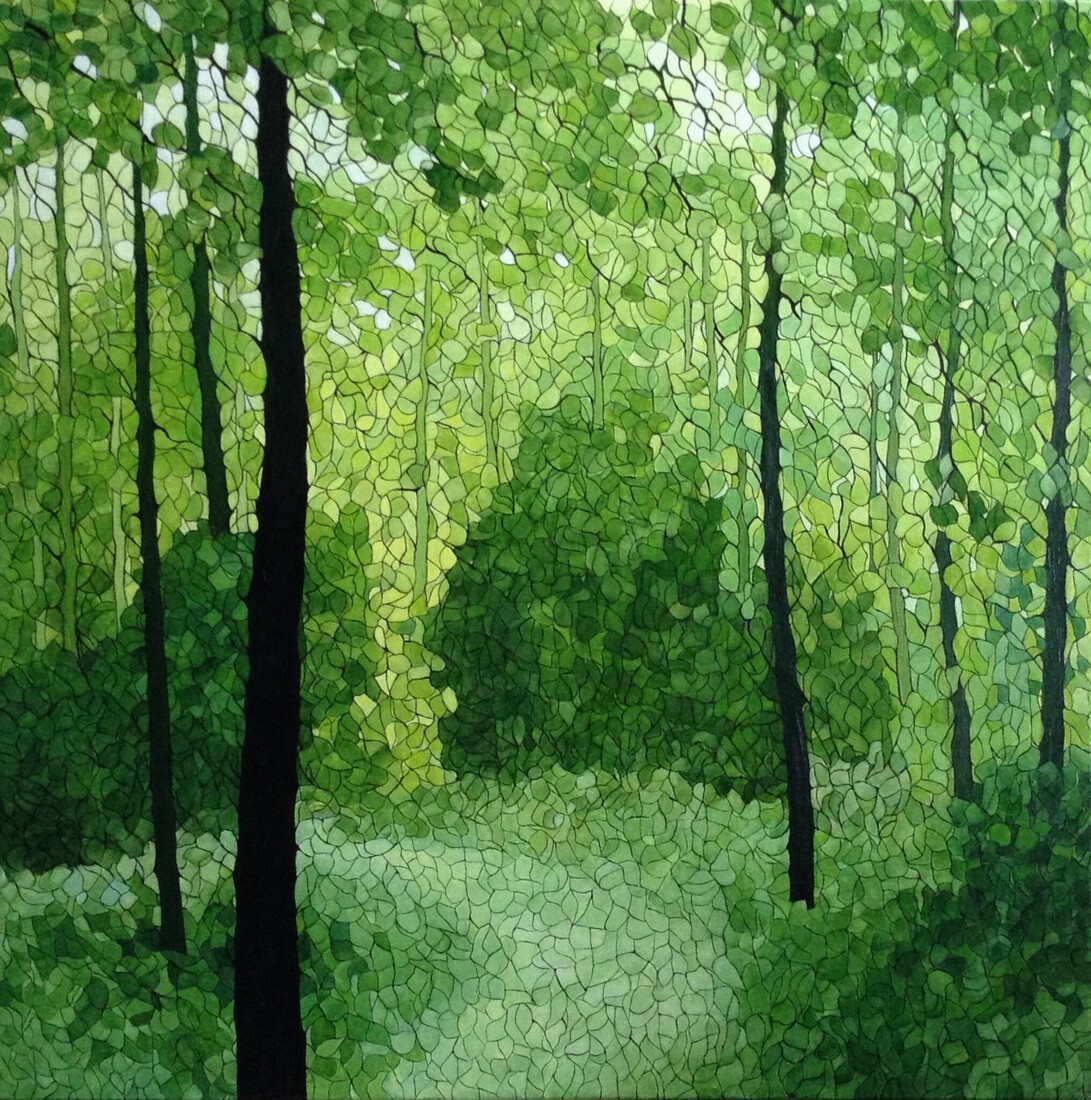 in het groen
