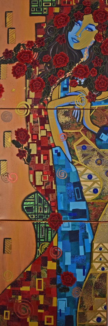 Drieluik The blue lady