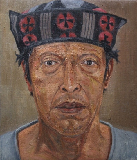 zelfportret met vilten muts