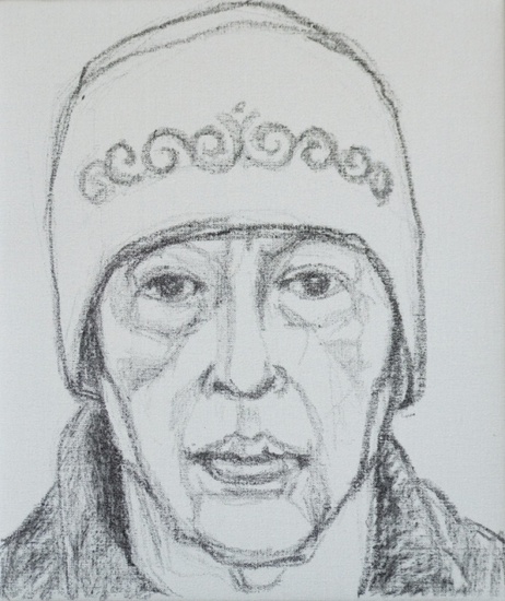 zelfportret met wollen muts