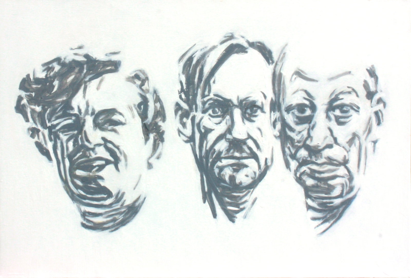 Selfportrait with parents at 65 #1