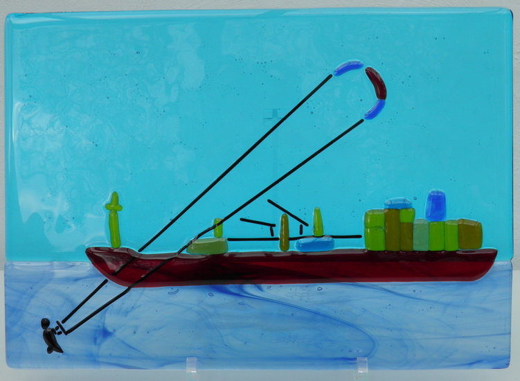 Boat with kitesurfer