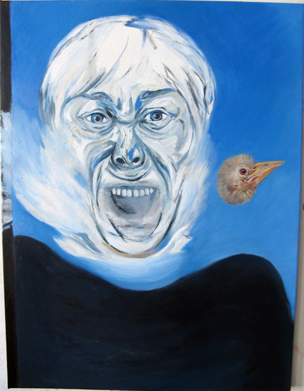 zelfportret met jonge roerdomp