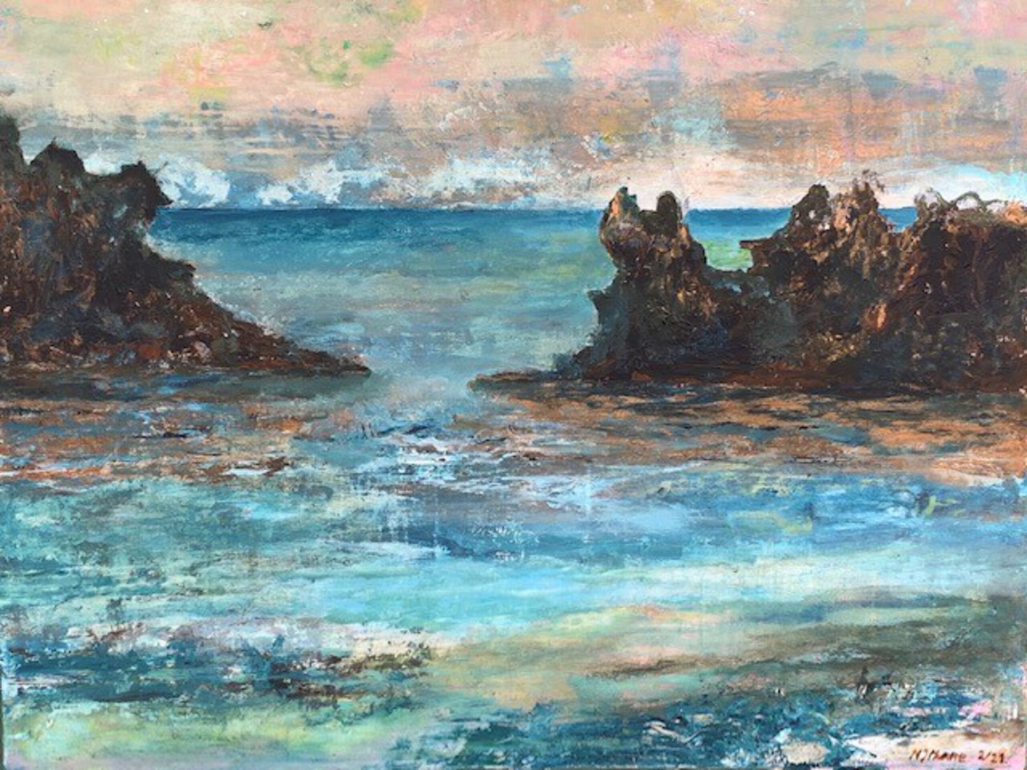 Waterlandschap in acryl