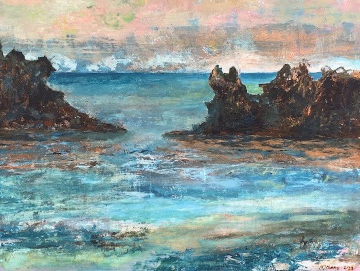 Waterlandschap in acryl